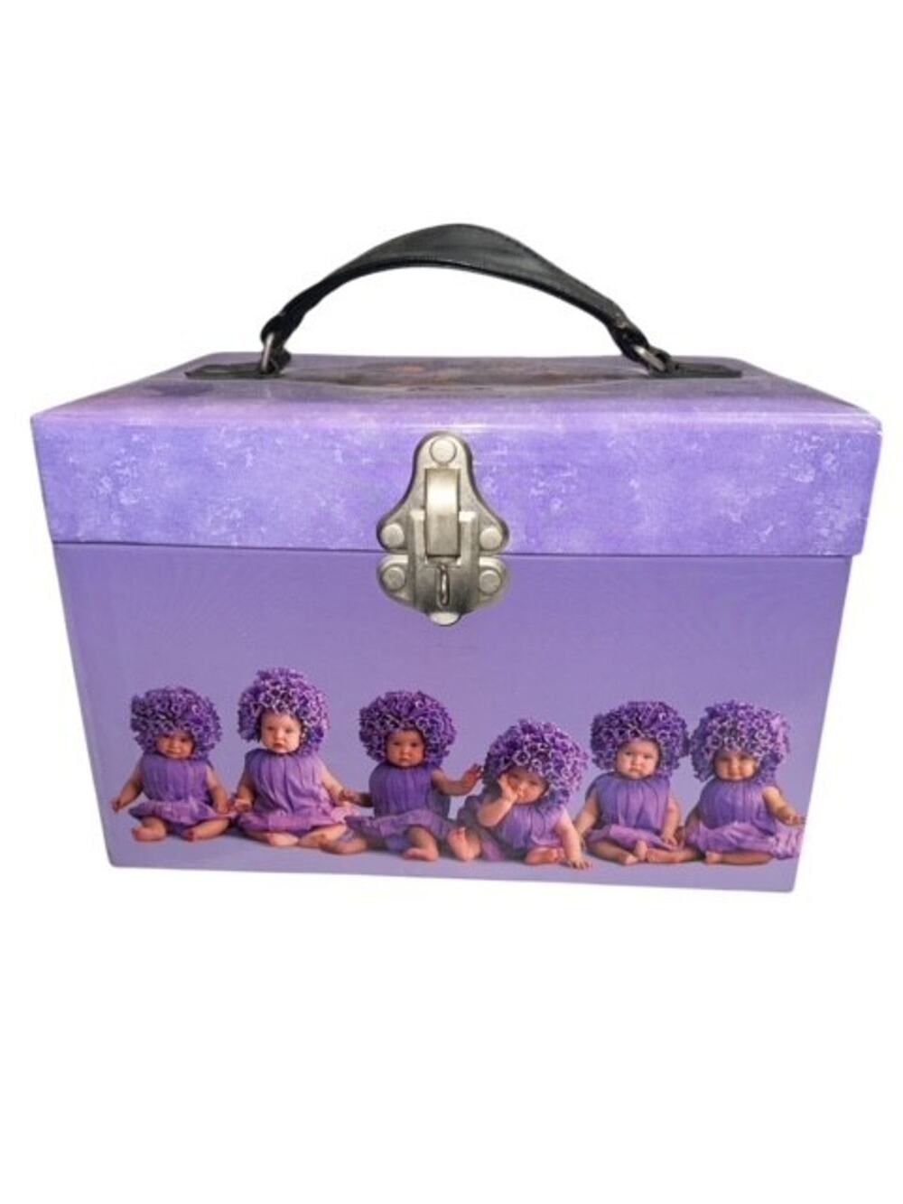 Anne Geddes Cantebury Bells Purple Makeup Suitcase Trunk Box Travel Train Case